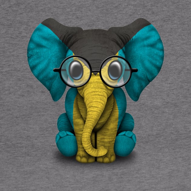 Baby Elephant with Glasses and Bahamas Flag by jeffbartels